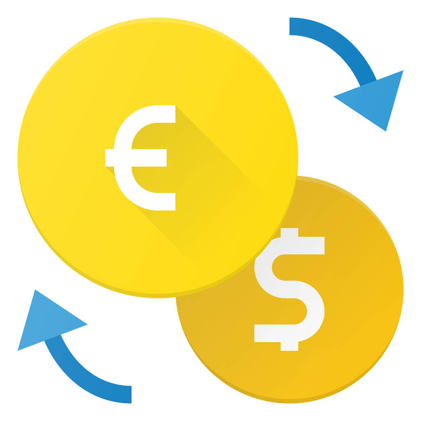 currency dollar euro icon in Flat style - Vector, Image