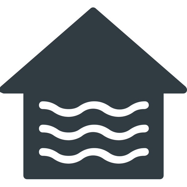 Wohnung überflutet Heim-Ikone im soliden Stil - Vektor, Bild