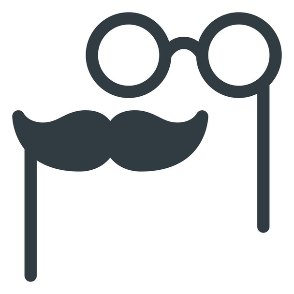 glasses mask mustache icon in Solid style - Vector, imagen