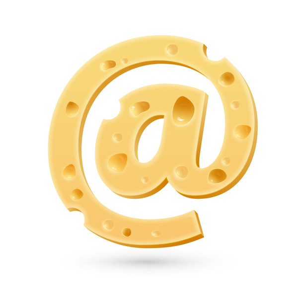 Cheese e-mail mark. Symbol isolated on white. - Vektor, obrázek