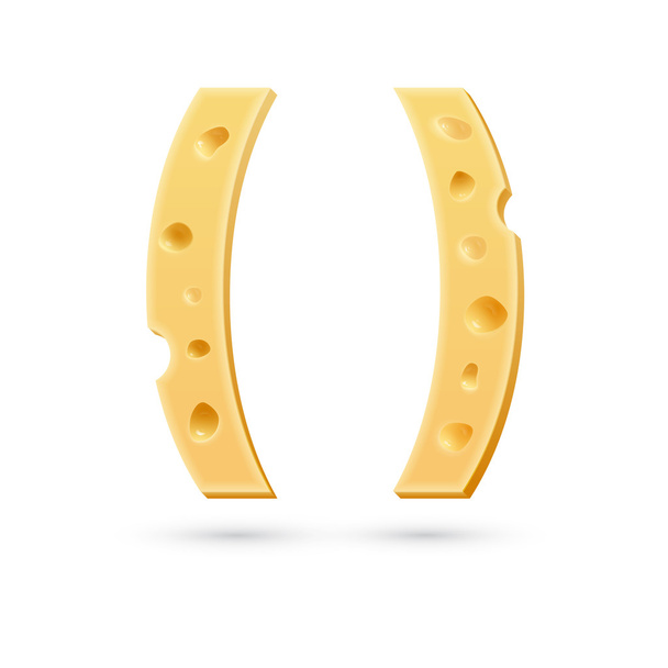 Cheese brackets mark. Symbol isolated on white. - Vektor, Bild