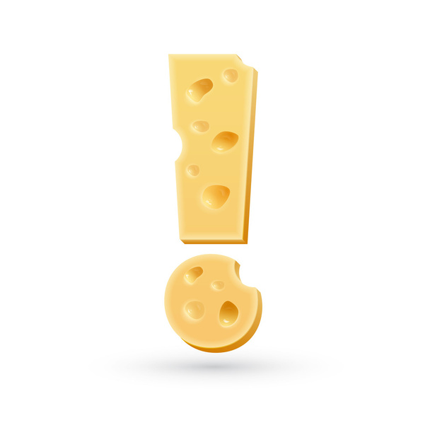 Cheese exclamation mark. Symbol isolated on white. - Vektor, obrázek