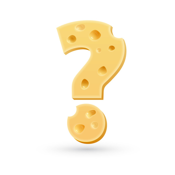 Cheese question mark. Symbol isolated on white. - Vektori, kuva