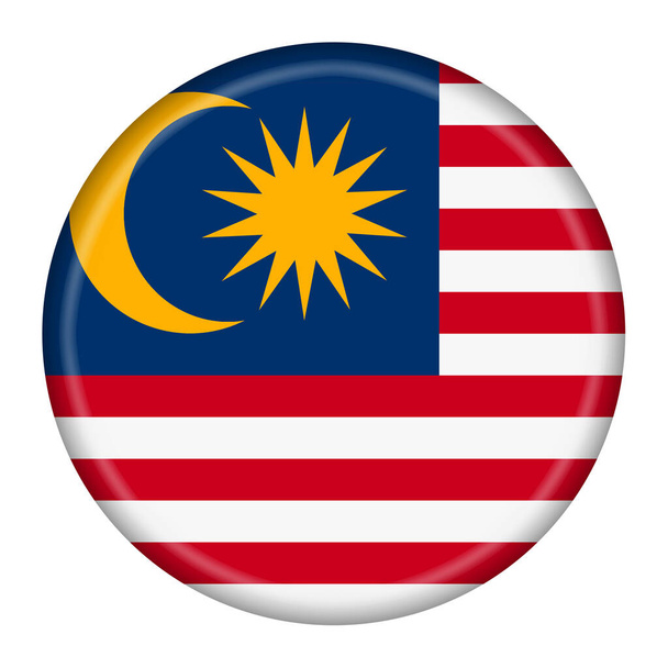 Фото прапора Малайзії Кнопка 3d з обрізкою шляху - Фото, зображення