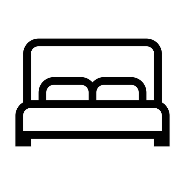 Yatak çift otel simgesi taslak biçimi - Vektör, Görsel