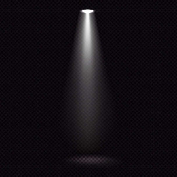 Iluminação realista, raios de luz sobre um fundo escuro - ilustração vetorial - Vetor, Imagem