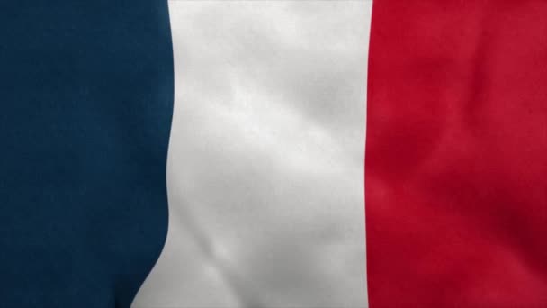 Ranskan lippu puhaltaa tuulessa. Saumaton silmukka - Materiaali, video