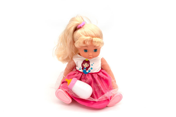 New born doll isolated on white background. - Photo, Image