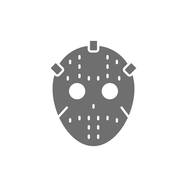 Hockey goalkeeper mask, protection uniform gray icon. - Vector, Image