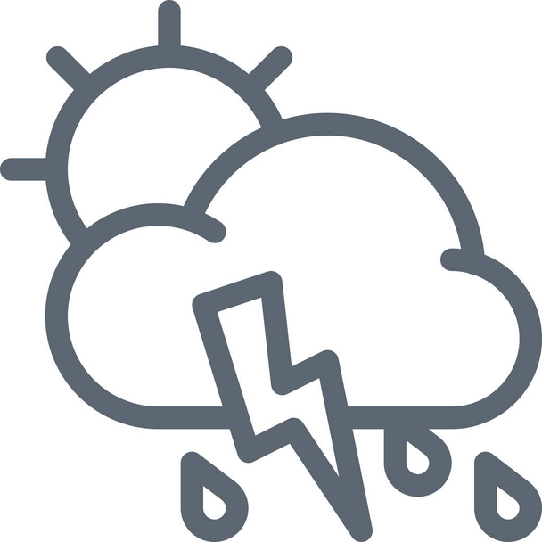strom cloud forecast icon in Outline style - Vector, Image