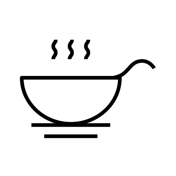 y el icono de la comida bowl en el estilo de esquema - Vector, Imagen