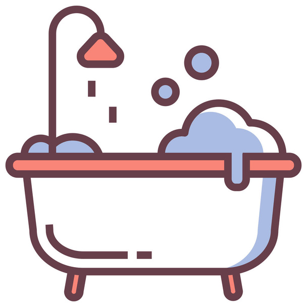 icône de baignoire de salle de bain dans le style contour rempli - Vecteur, image