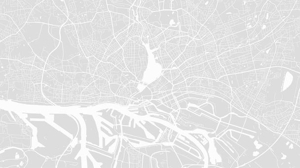 Parlak gri vektör arkaplan haritası, Hamburg şehri sokakları ve su haritası çizimi. Geniş ekran oranı, dijital düz tasarım sokak haritası. - Vektör, Görsel