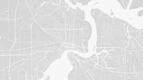 Heldere grijze vector achtergrond kaart, Jacksonville stad gebied straten en water cartografie illustratie. Breedbeeldverhouding, digitale plattegrond. - Vector, afbeelding