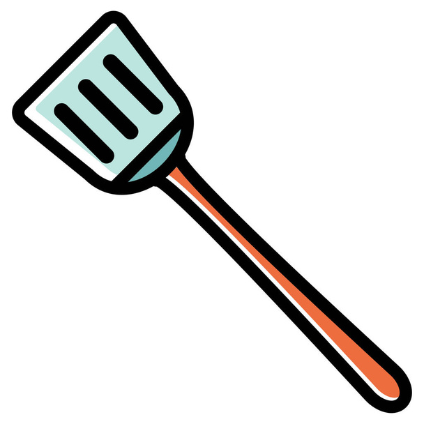 cooking tools kitchen tools long handle icon in Filled outline style - Vector, Image
