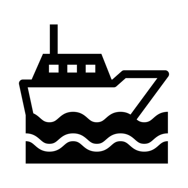 икона парусного судна в твердом стиле - Вектор,изображение
