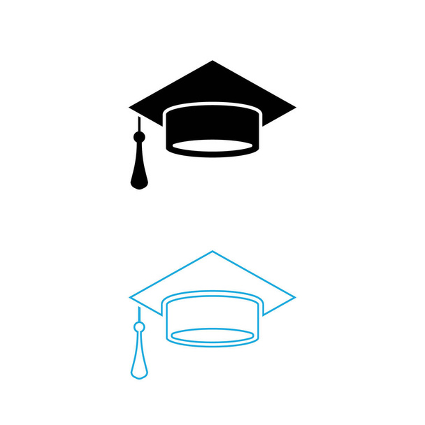 Set of Graduation cap vector icon on white. Education concept - Vector, Image