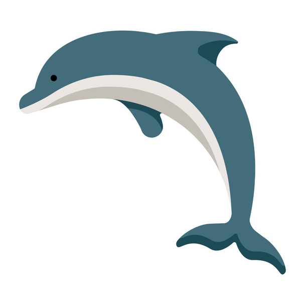 ενυδρείο δελφίνι εικονίδιο ψαριών σε επίπεδο στυλ - Διάνυσμα, εικόνα