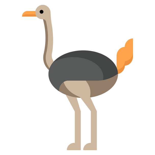 icono de pájaro animal africano en estilo plano - Vector, imagen