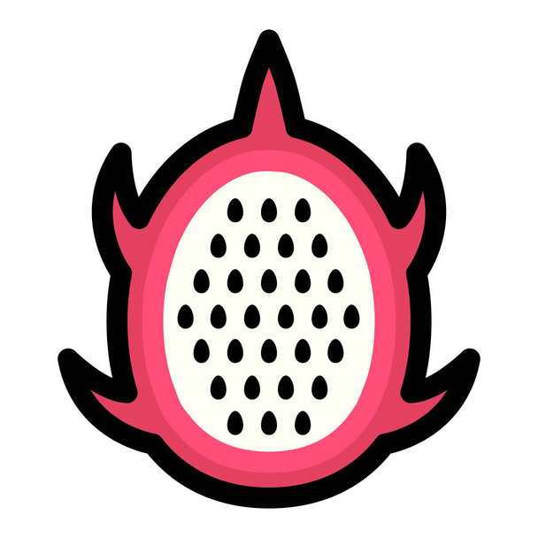 połowa smoczych soczystych pitaya ikona w stylu wypełnione zarys - Wektor, obraz