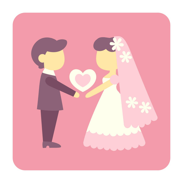 bride couple groom icon in Flat style - Vector, Image