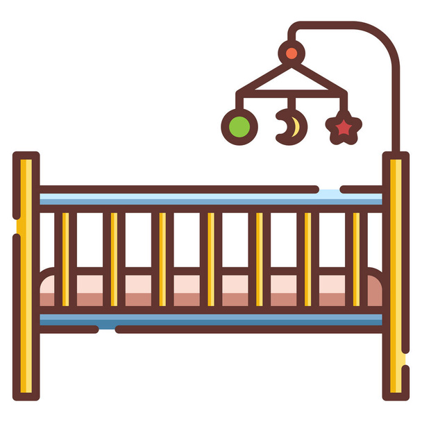 icône de chambre de lit de bébé dans le style de contour rempli - Vecteur, image