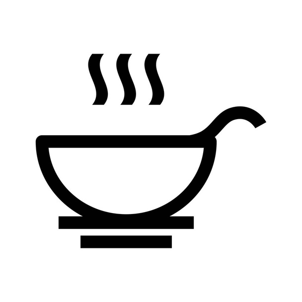 μπολ τροφίμων ζεστό γεύμα εικονίδιο σε στυλ περίγραμμα - Διάνυσμα, εικόνα
