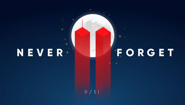 Знамя Дня Патриота 11 сентября. Открытка на День Патриота США. 11 сентября 2001 года. Мы никогда тебя не забудем. Шаблон векторного дизайна ко Дню патриота.  - Вектор,изображение