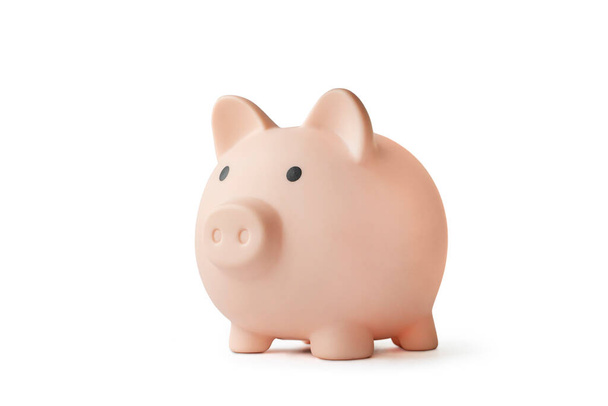 Banco piggy rosa isolado em branco. conceito de preservação e poupança de dinheiro. - Foto, Imagem