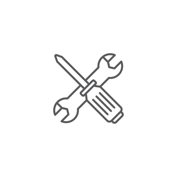 Ferramentas de chave de fenda e chave ícone isolado fundo. Símbolo da ferramenta de serviço. Ilustração vetorial - Vetor, Imagem