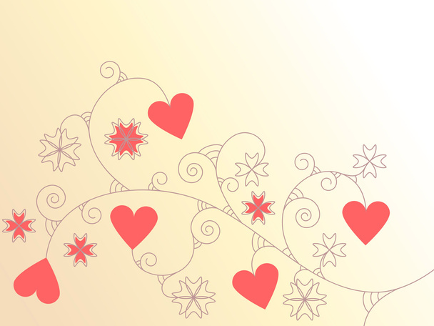 Vector card with hearts and floral ornament. clipping mask - Vector, afbeelding