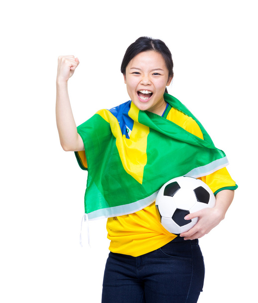asiático emocionado feliz fútbol fan
 - Foto, Imagen