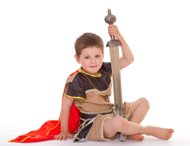 little boy dressed as a knight. - Фото, зображення