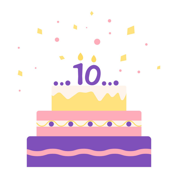 10番のお誕生日ケーキ - ベクター画像