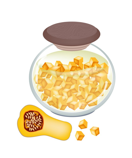 ένα βάζο με νόστιμα pikled butternut σκουός - Διάνυσμα, εικόνα