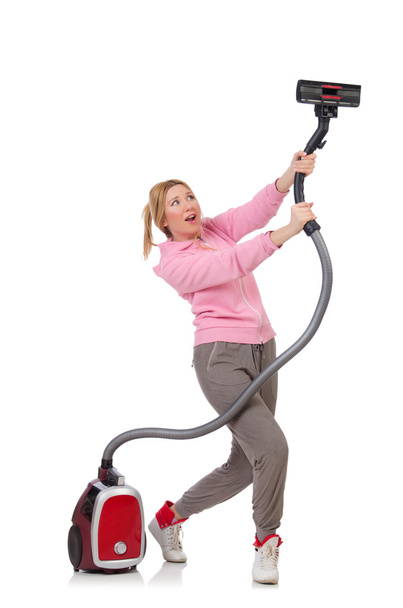 Woman with vacuum cleaner - Photo, Image