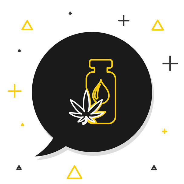Línea de marihuana medicinal o aceite de oliva de hoja de cannabis icono de gota aislado sobre fondo blanco. Extracto de cannabis. Un símbolo de cáñamo. Concepto de esquema colorido. Vector - Vector, imagen