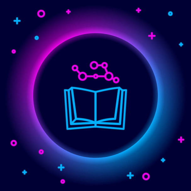 Linea neon luminosa Icona del libro aperto isolata su sfondo nero. Concetto di contorno colorato. Vettore - Vettoriali, immagini