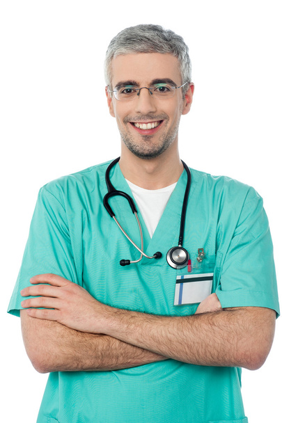 Smiling young doctor with stethoscope - Zdjęcie, obraz