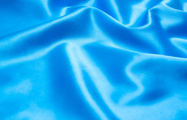 Modré saténové pozadí textury - Fotografie, Obrázek