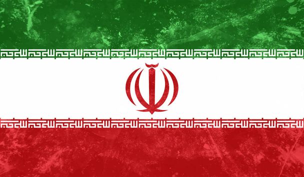 Bandera de Irán con el efecto de papel arrugado y grunge - Vector, imagen