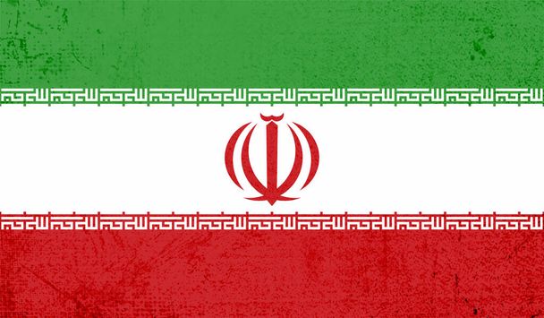 Bandeira do Irão com o efeito de papel amassado e grunge - Vetor, Imagem