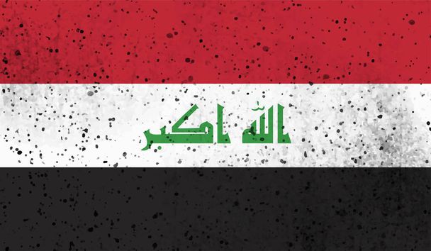Bandera de Irak con textura grunge ondeante. Fondo vectorial. - Vector, imagen