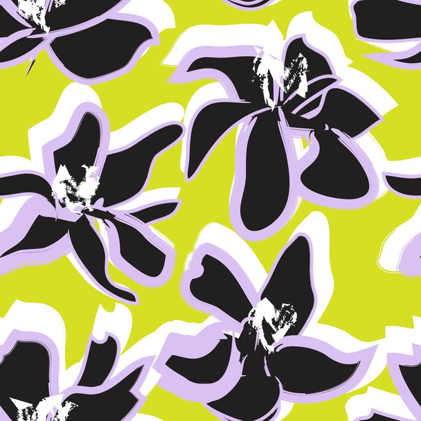 Pennellate floreali viola sfondo modello senza soluzione di continuità per stampe di moda, grafica, sfondi e artigianato - Vettoriali, immagini