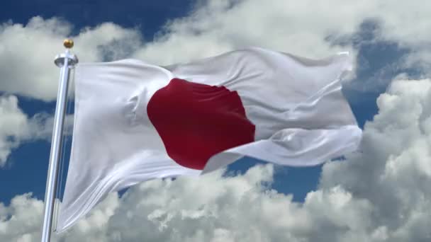 Bandera en bucle 4k de Japón ondeando en viento, timelapse rolling clouds background. - Metraje, vídeo