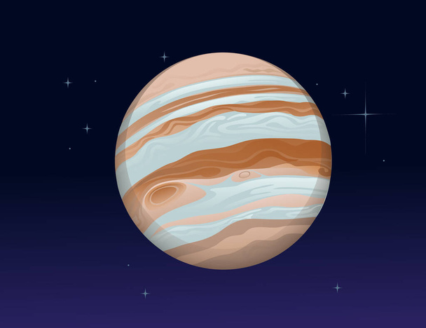 Sonnensystem Weltraumobjekt Planet Jupiter Vektor Illustration auf tiefem Himmelshintergrund - Vektor, Bild