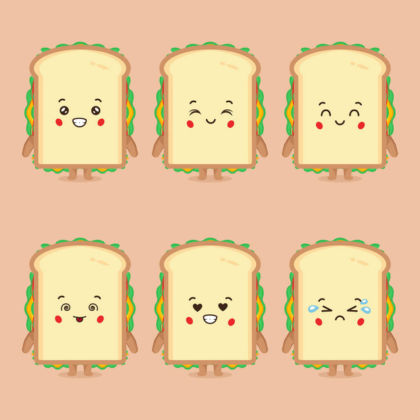 Niedliche Sandwich-Figur mit Ausdruck - Vektor, Bild