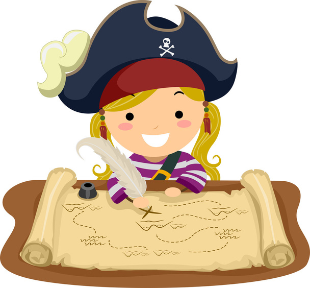 Pirát dívka mapa - Fotografie, Obrázek