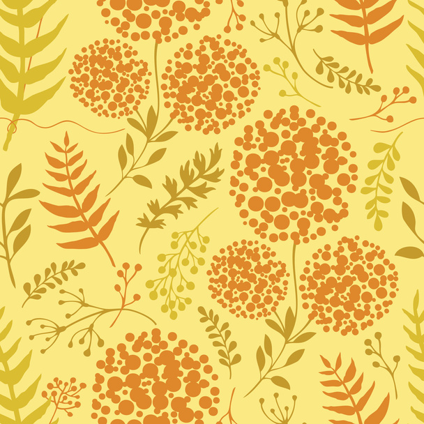Abstract floral background with green and orange fern leaves - Vektor, obrázek