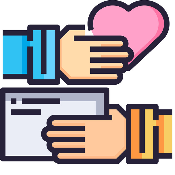 doneren hart liefde pictogram in Gevulde omtrek stijl - Vector, afbeelding